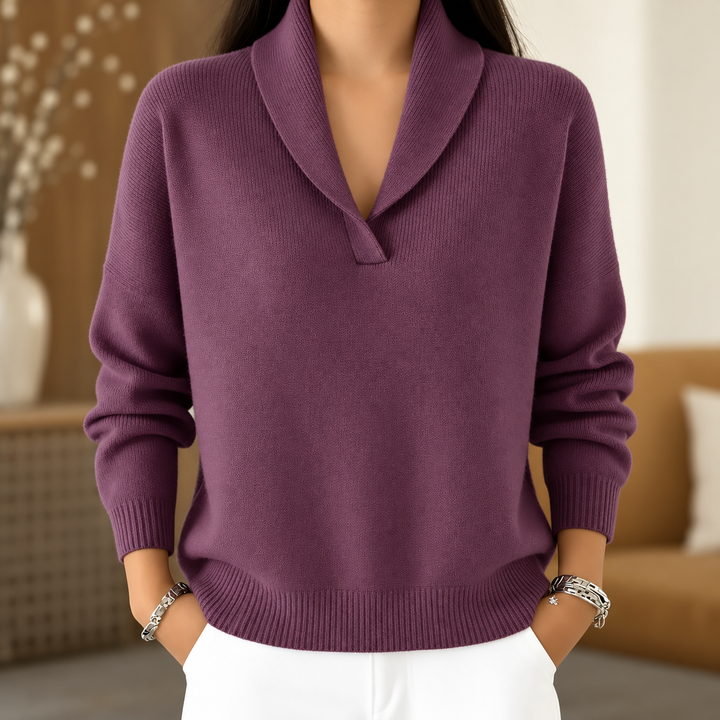 Louise | Shawl Collar V-Neck Sweater