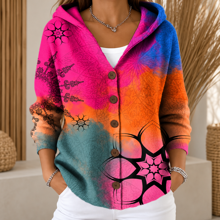 Evelyn | Printed Hooded Cardigan