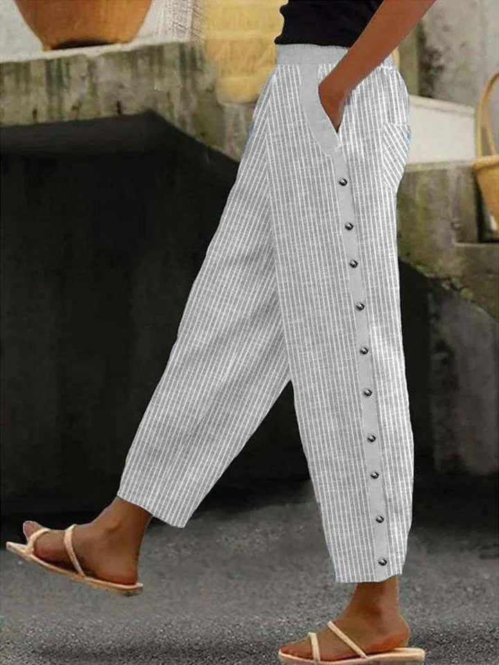 Clara | Striped Trousers with Buttons