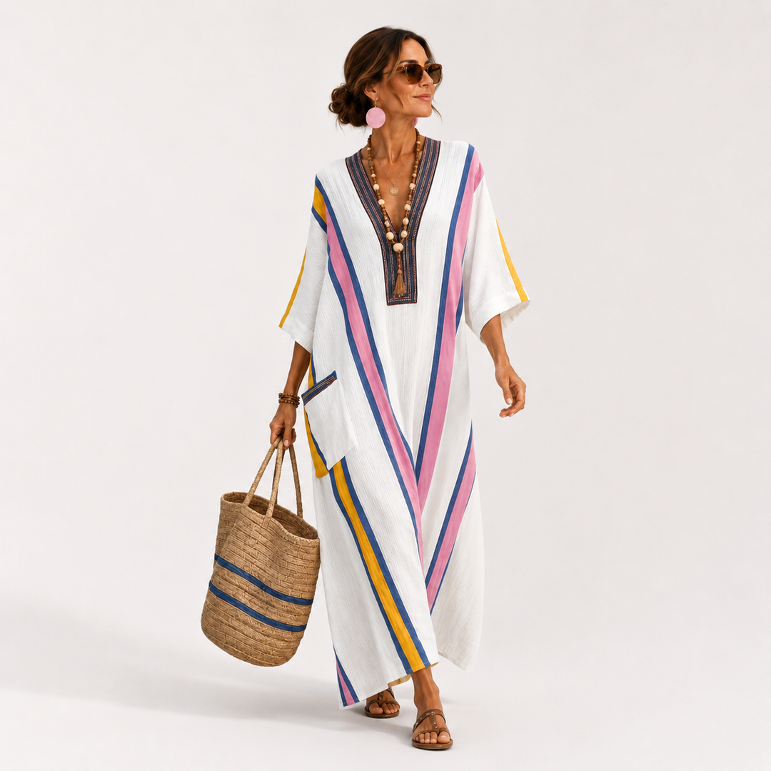 Caftan Sara Blanc Multicolore