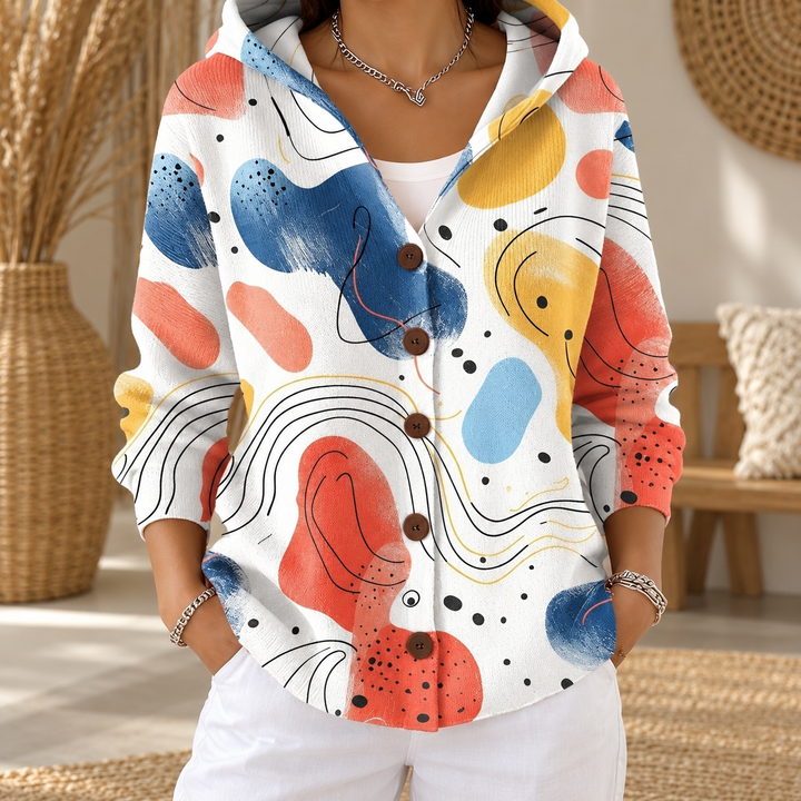 Evelyn | Printed Hooded Cardigan