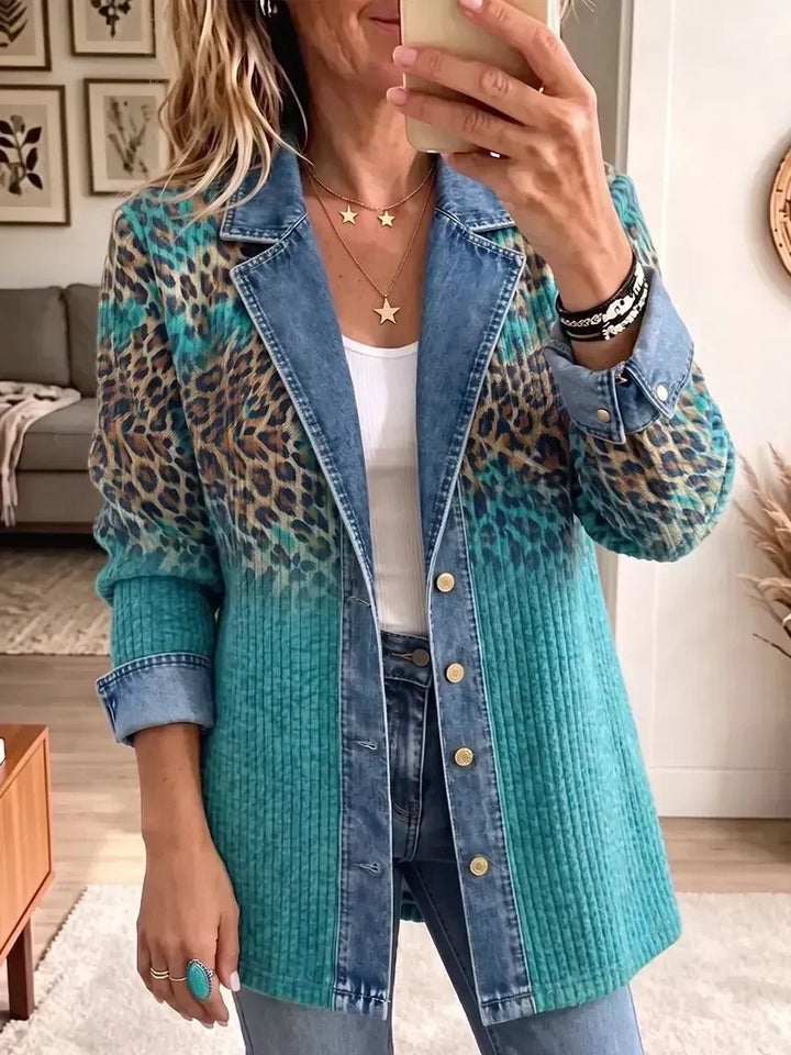 Abigail | Vintage Leopard-Print Denim Jacket