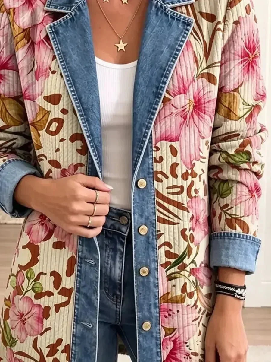 Violet | Retro Floral Leopard-Print Jacket