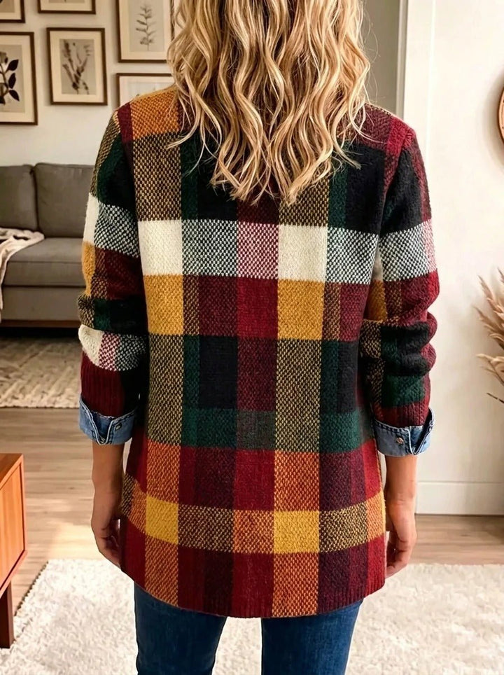 Lillian | Plaid Colour-Block Denim Jacket