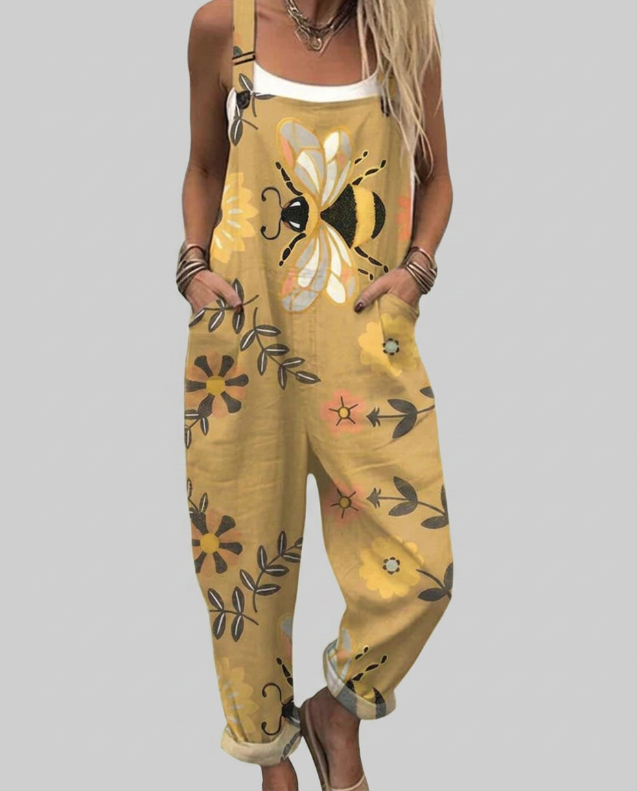 Riona - vintage floral jumpsuit with bees