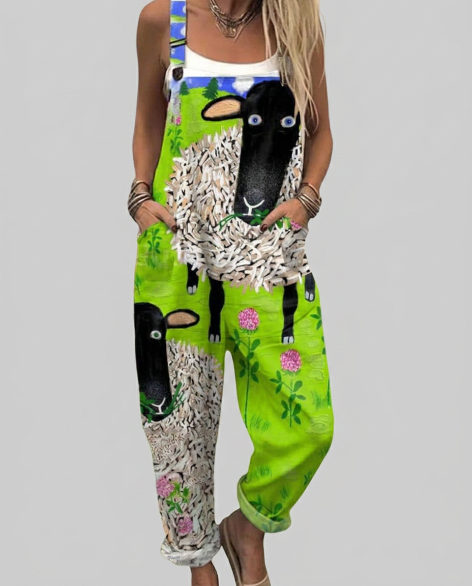 Shannon - Printed romper with playful sheep