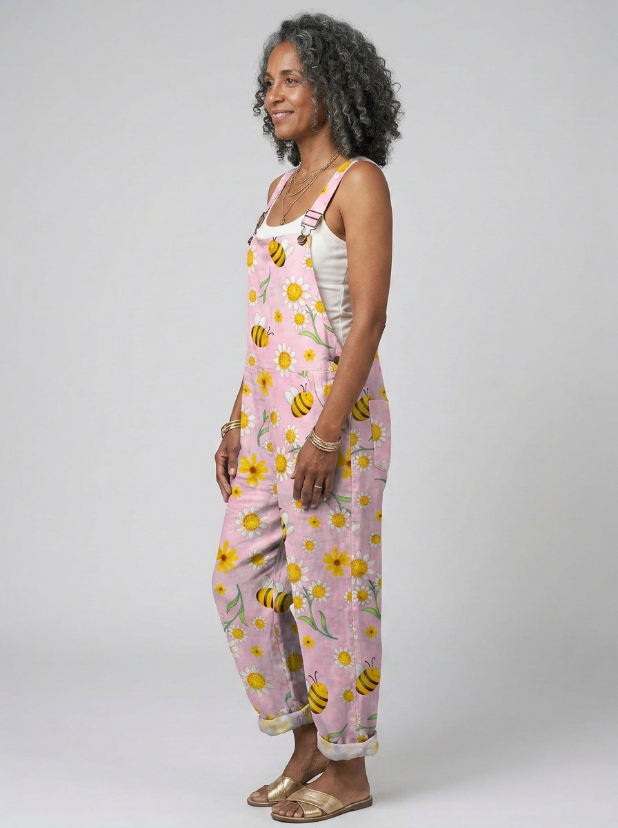 Una - Romantic jumpsuit with bee floral print