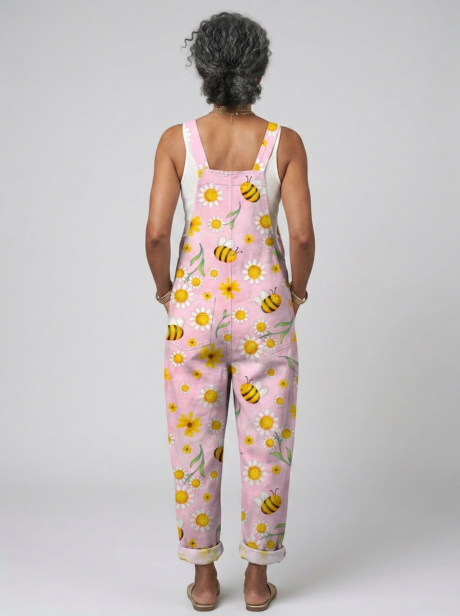 Una - Romantic jumpsuit with bee floral print