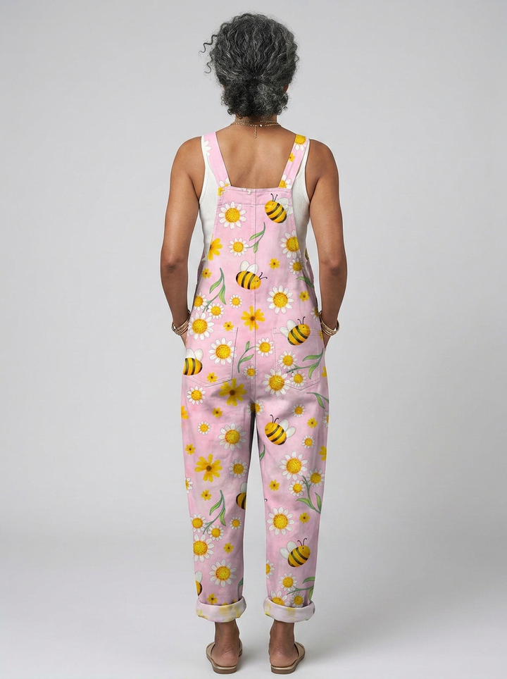 Una - Romantic jumpsuit with bee floral print