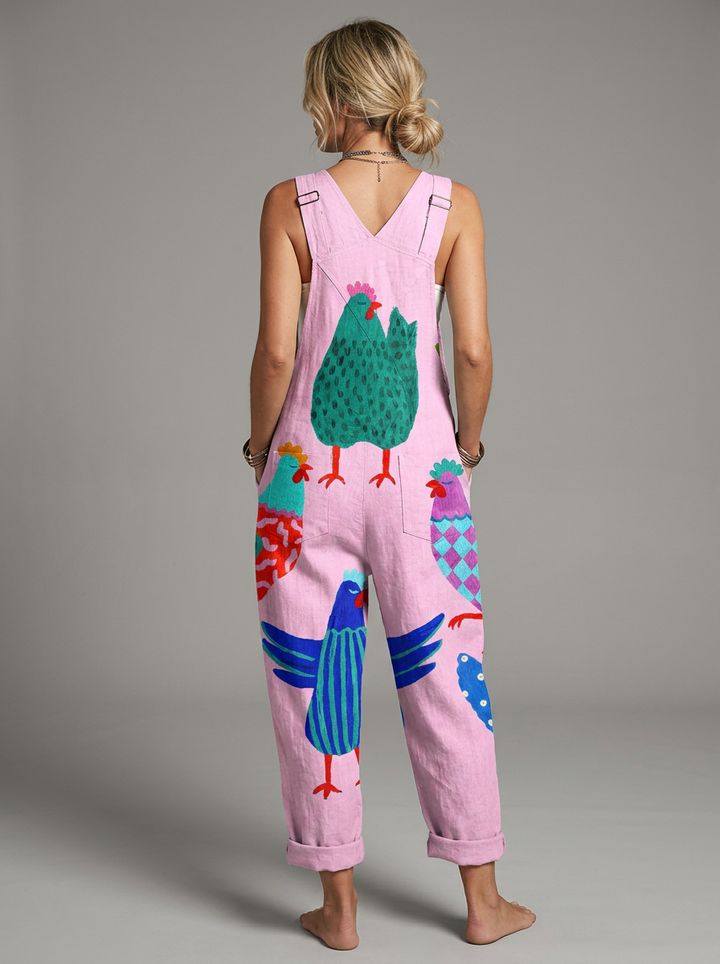 Eabha - Printed romper with folk chickens