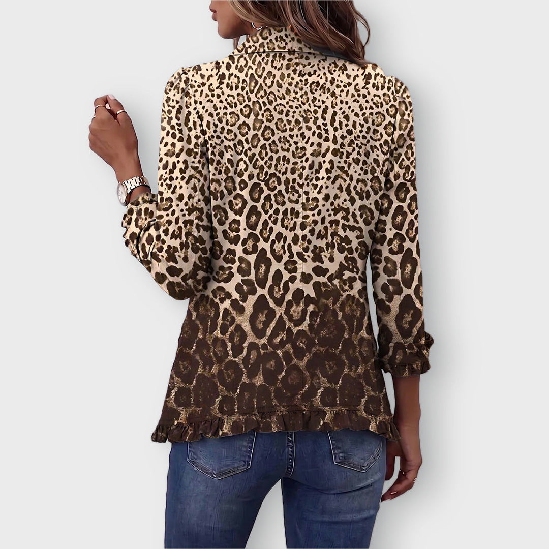 Abigail | Leopard Print Ruffled Jacket