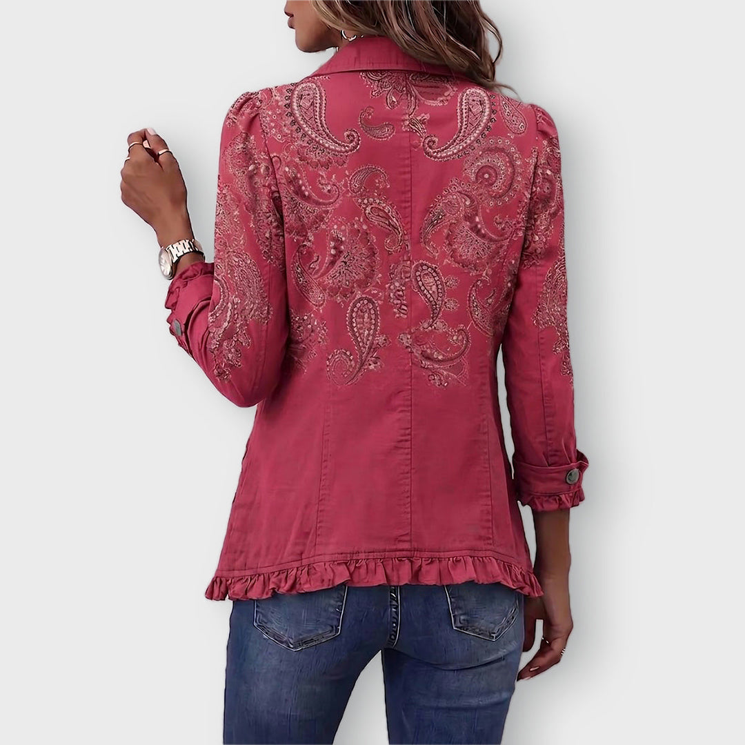 Camila | Vintage Paisley Print Ruffled Jacket