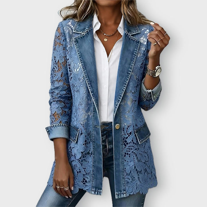 Harper | Blazer Jacket with Floral Lace Paneling