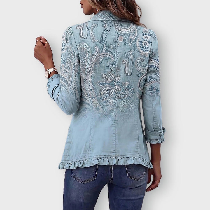 Isabella | Vintage Paisley Print Ruffled Jacket