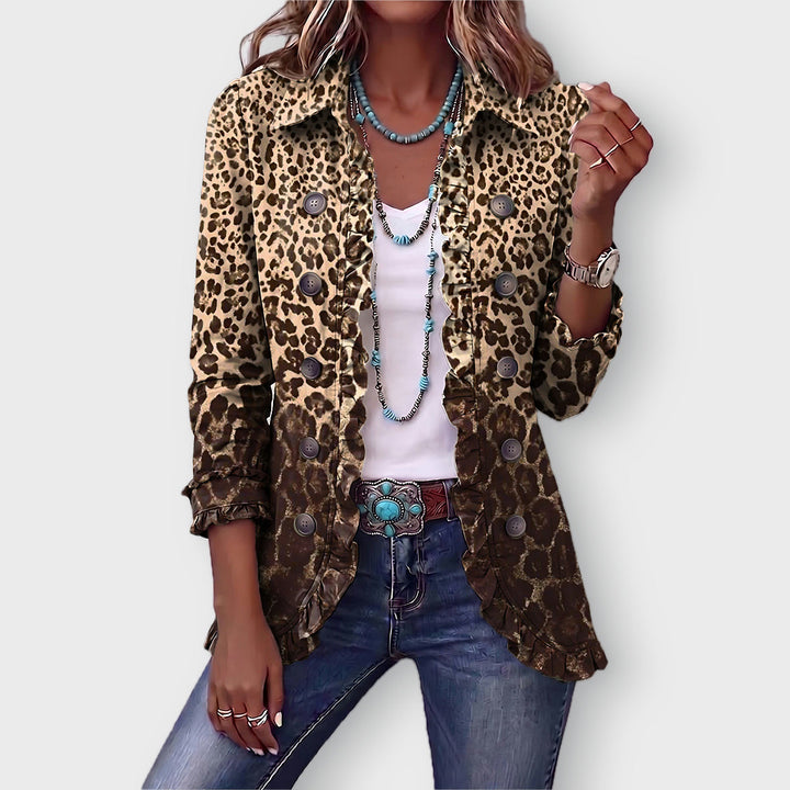 Abigail | Leopard Print Ruffled Jacket